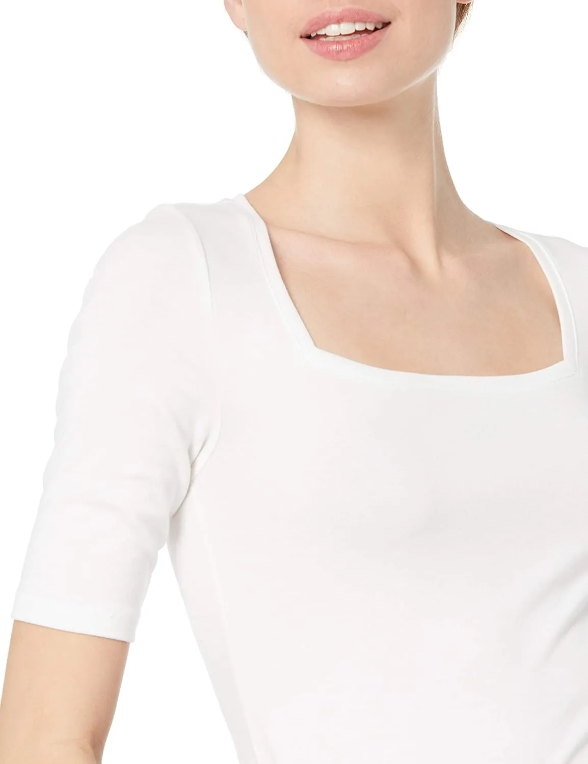 Amazon Essentials Women's Slim-Fit Half Sleeve Square Neck T-Shirt