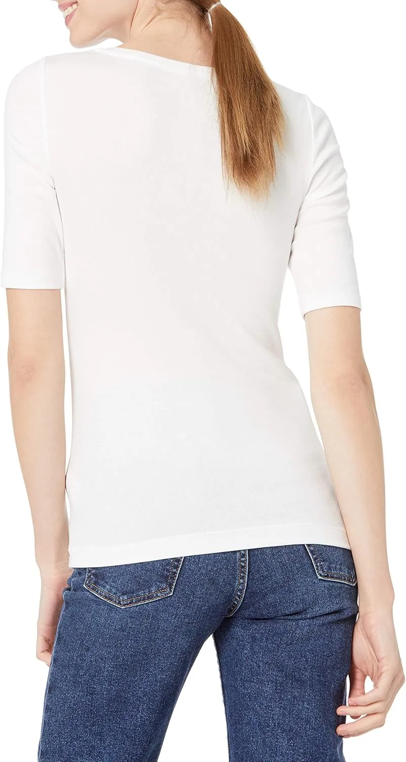 Amazon Essentials Women's Slim-Fit Half Sleeve Square Neck T-Shirt