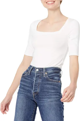 Amazon Essentials Women's Slim-Fit Half Sleeve Square Neck T-Shirt