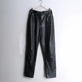 black color straight silhouette leather pants