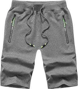 CREATMO US Men's Shorts Zipper Pocket Elastic Waist Stretch Summer Casual Beach