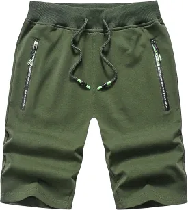 CREATMO US Men's Shorts Zipper Pocket Elastic Waist Stretch Summer Casual Beach