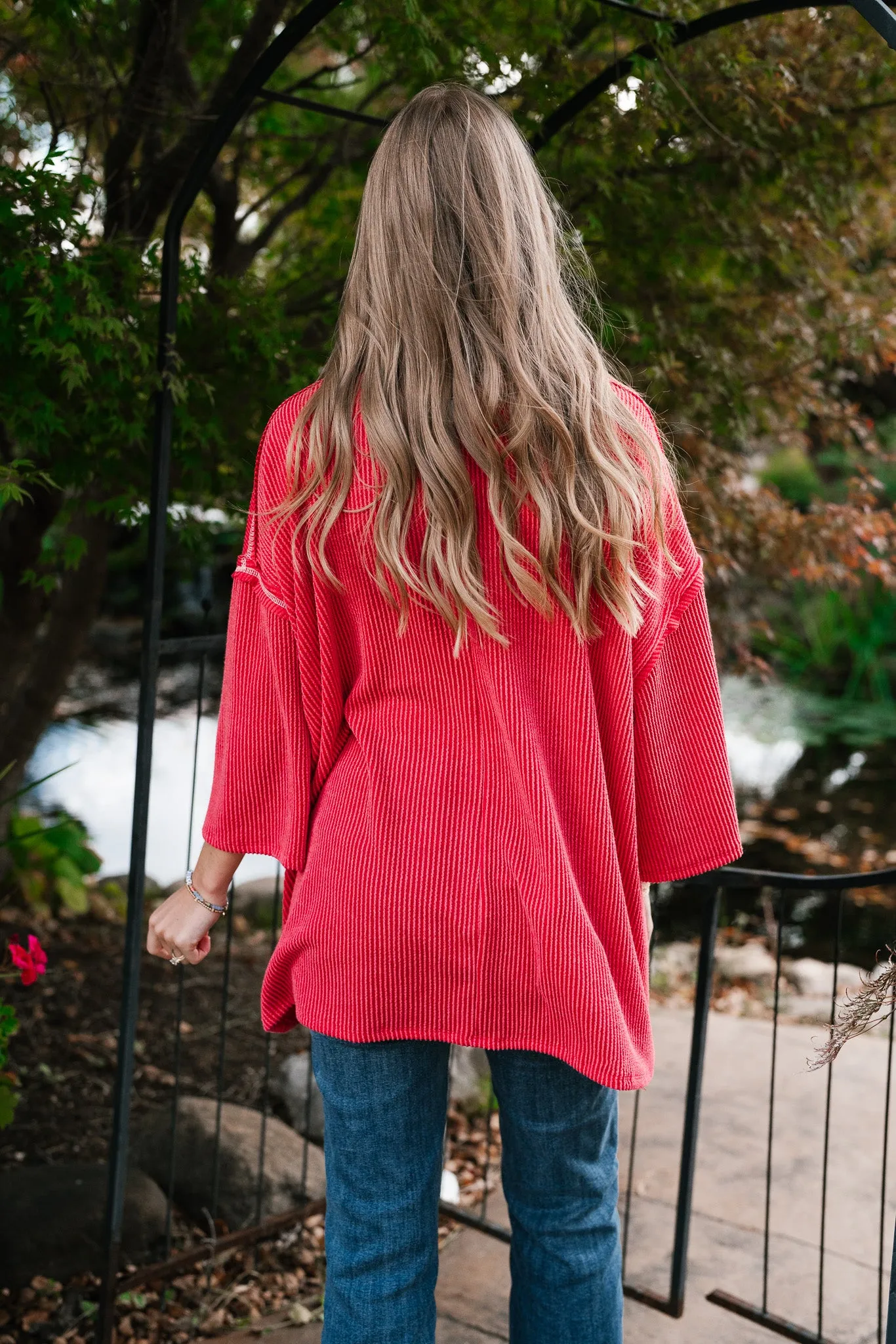 Forever Ideal Ribbed Top - Red