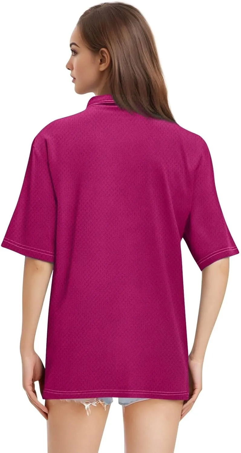FQZWONG Polo Shirts for Women 2025 Summer Tops Dressy Casual Ladies Button Down Blouses Trendy Short Sleeve Tshirts Clothes
