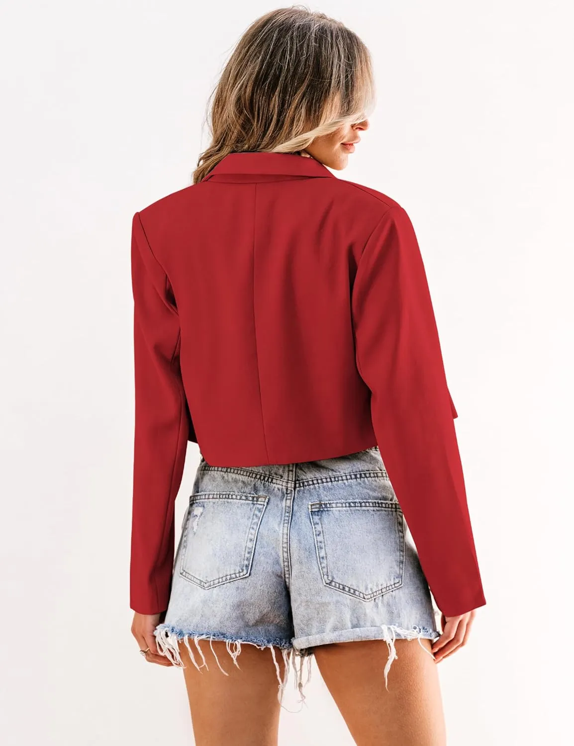 luvamia Cropped Blazers for Women Business Casual Open Front Long Sleeve Suit Jacket Trendy Oversized Work Office Blazer