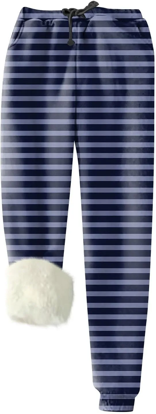 March Big Sale March Big Deals,Womens Heated Pants Winter Warm Wide Leg Trousers Thick Cotton Pants WomenS Joggers Sherpa Fleece Lined Leggings Fleece Lounge Pants Navy Large
