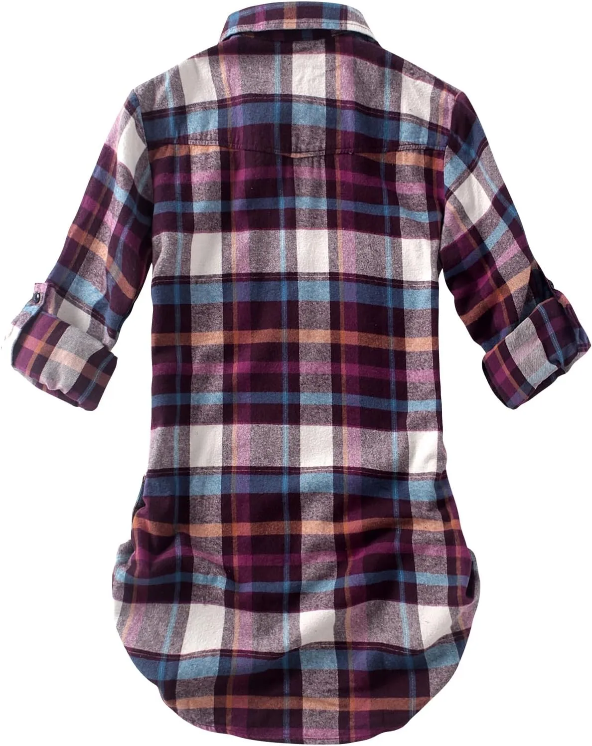 Match Womens Button Down Flannel Plaid Shirts roll up Long Sleeve Shackets Business Blouse Top