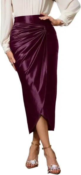 Maxi Skirts for Women Elegant Knit Elastic Pique Mid-Length Pencil Skirt