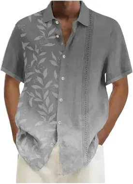 Men's Hawaiian Short Sleeve Shirts Summer Casual Floral Button Down Shirts Tropical Holiday Beach Loose Shirt Blouse
