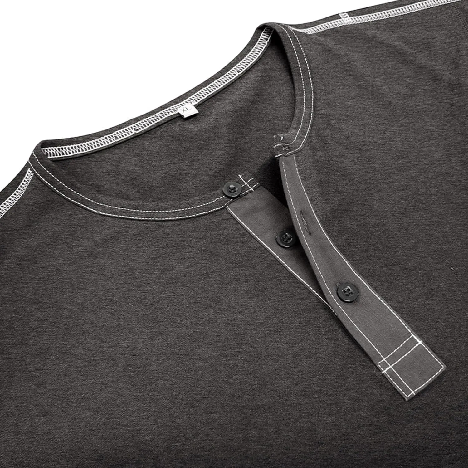 Men's Henley Shirts Cotton Button Down Shirts Long Sleeve Pullover Shirts Casual Stylish Solid Baggy Shirts