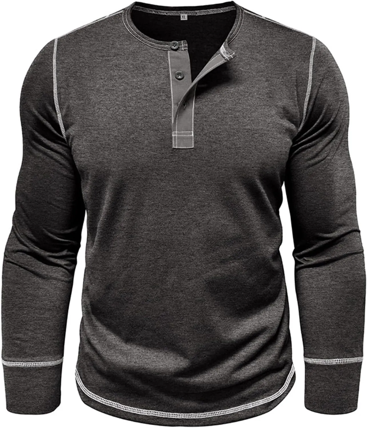 Men's Henley Shirts Cotton Button Down Shirts Long Sleeve Pullover Shirts Casual Stylish Solid Baggy Shirts