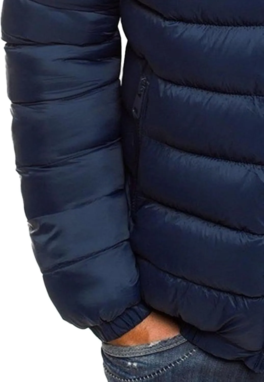 Mens Stand Collar Bomber Jackets Diamond Quilted Jacket Rib Varsity Coat Windproof Winter Warm Padded Coats Outwear