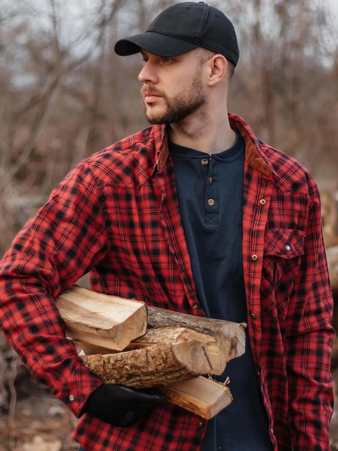 Mr.Stream Men's Flannel Shirts Long Sleeve Plaid Checkered Brushed Casual Western Cowboy Pearl Snap Shirt