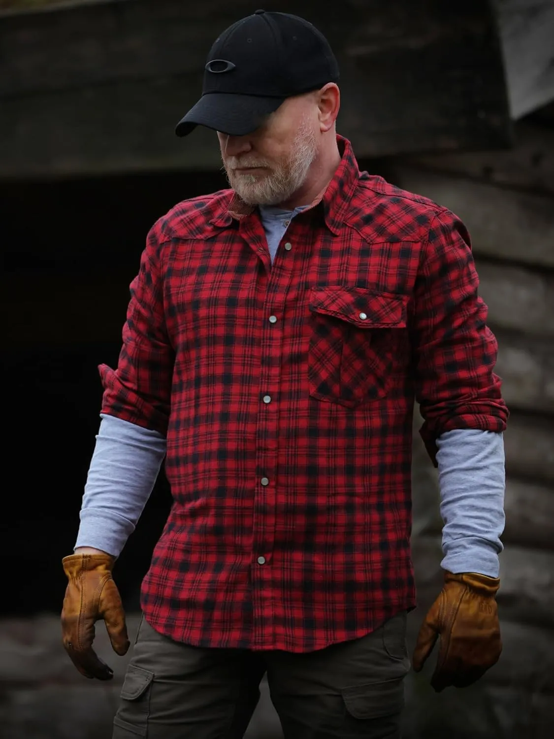 Mr.Stream Men's Flannel Shirts Long Sleeve Plaid Checkered Brushed Casual Western Cowboy Pearl Snap Shirt
