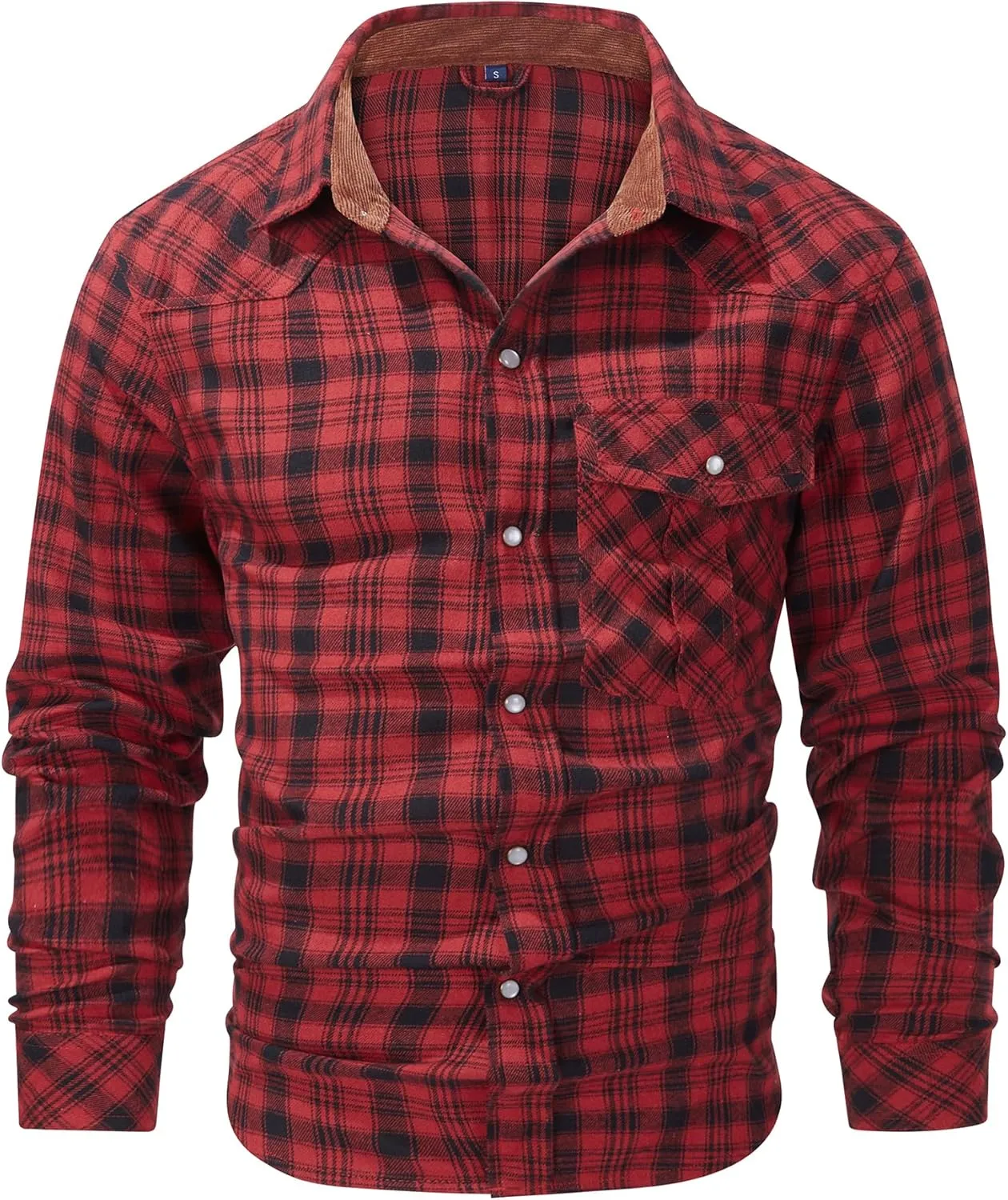 Mr.Stream Men's Flannel Shirts Long Sleeve Plaid Checkered Brushed Casual Western Cowboy Pearl Snap Shirt