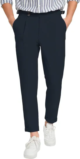 OYOANGLE Men's Zipper Fly Button Front Pleated Work Office Business Tapered Suit Pants with Pockets