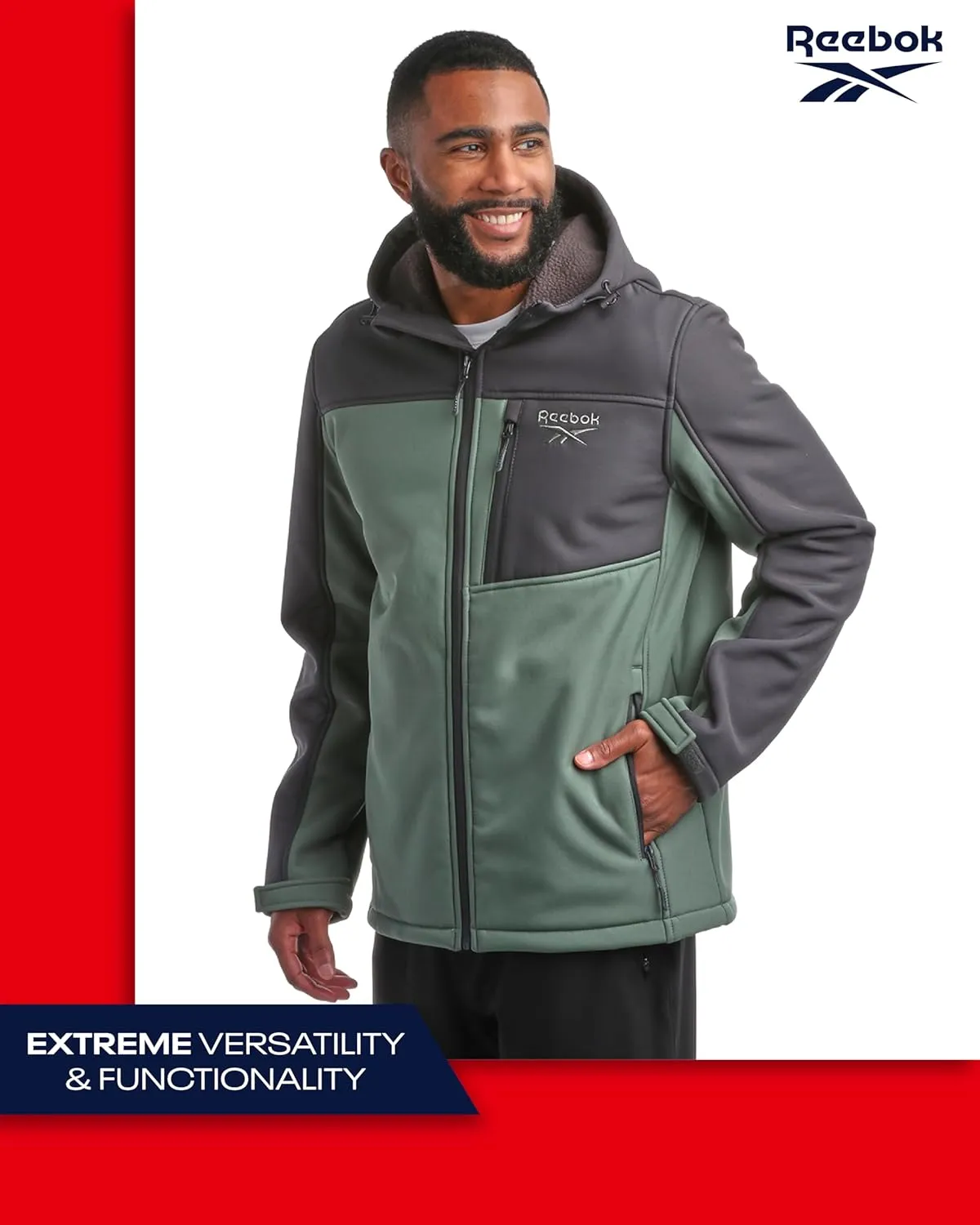 Reebok Men's Jacket - Weather Resistant Fleece Lined Softshell Jacket Coat - Lightweight Casual Coat for Men (M-XXL)