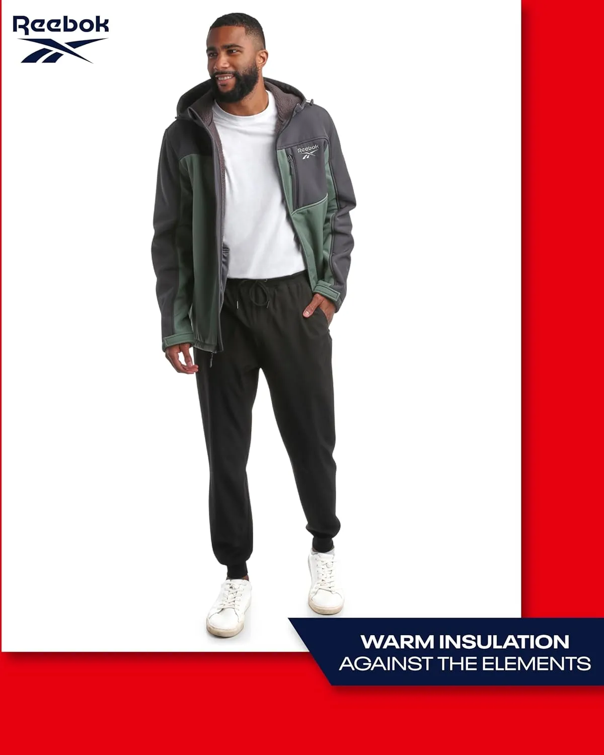 Reebok Men's Jacket - Weather Resistant Fleece Lined Softshell Jacket Coat - Lightweight Casual Coat for Men (M-XXL)