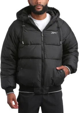 Reebok Men's Puffer Jacket - Heavyweight Weather Resistant Quilted Puffer Coat Rib Cuff - Ski Jackets for Men (Sizes: M-XXL)