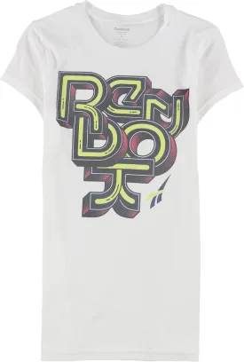 Reebok Womens Abstract Logo Graphic T-Shirt, White, Medium