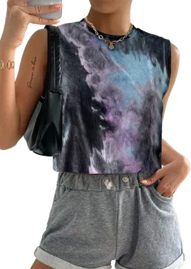 SOFIA'S CHOICE Crop Tank Tops for Women Summer Casual Loose Fit Workout Sleeveless Shirts