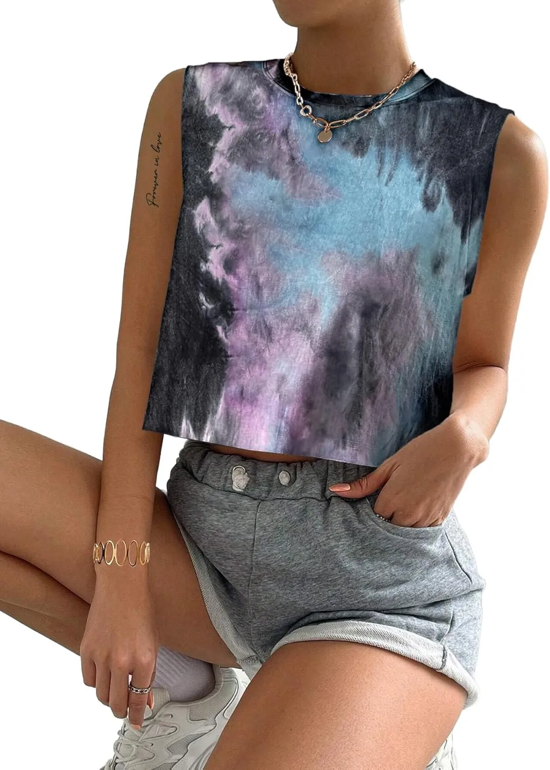 SOFIA'S CHOICE Crop Tank Tops for Women Summer Casual Loose Fit Workout Sleeveless Shirts