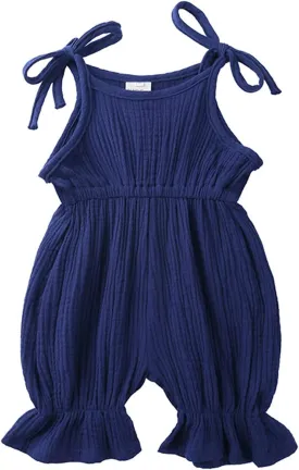 Summer One Piece Outfit Infant Baby Girl Romper Jumpsuit Sleeveless Ruffled Halter Floral Bodysuit Clothes