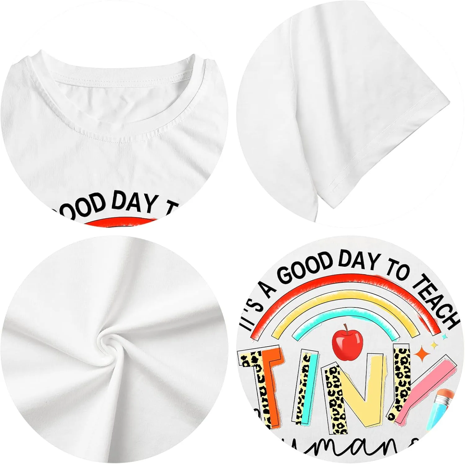 Teacher Gifts Shirt for Women's Teacher Tshirts It's a Good Day to Teach Letter Print Rainbow Graphic Tee Casual Tops