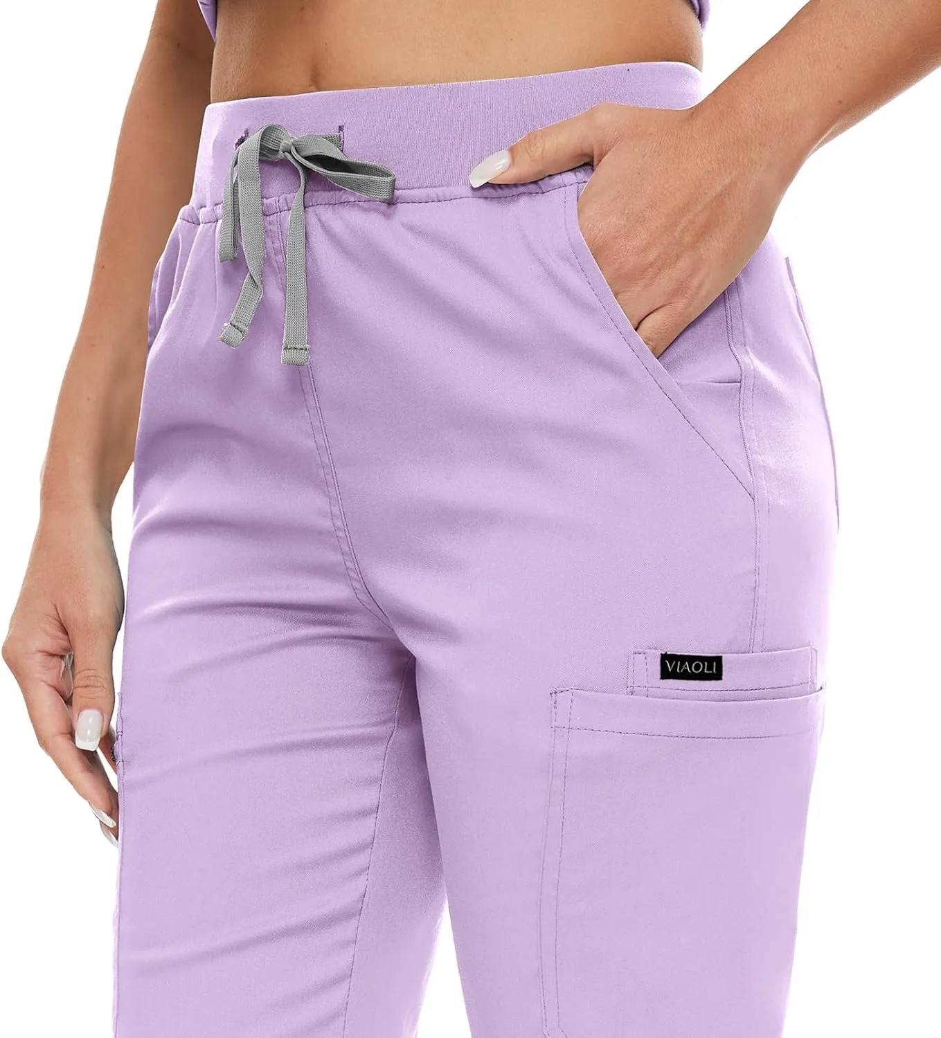 VIAOLI Women's V-Neck Scrub Set with 8 Pocket Yoga Waistband Jogger Pants - Nurse Uniforms