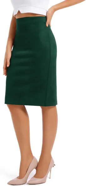 Women's Faux Suede Midi Pencil Skirt
