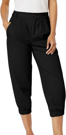Womens High Waisted Capris Joggers Pants Casual Solid Color Summer Cropped Lounge Pant for Running Hiking Walking
