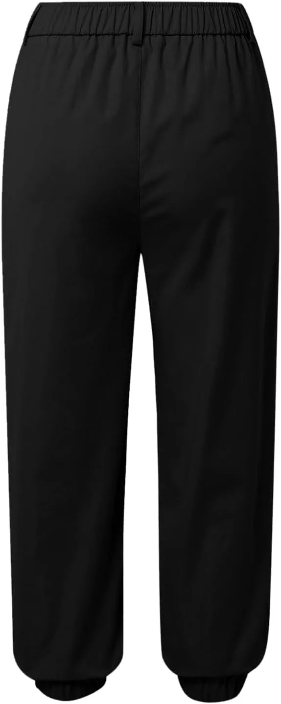Womens High Waisted Capris Joggers Pants Casual Solid Color Summer Cropped Lounge Pant for Running Hiking Walking