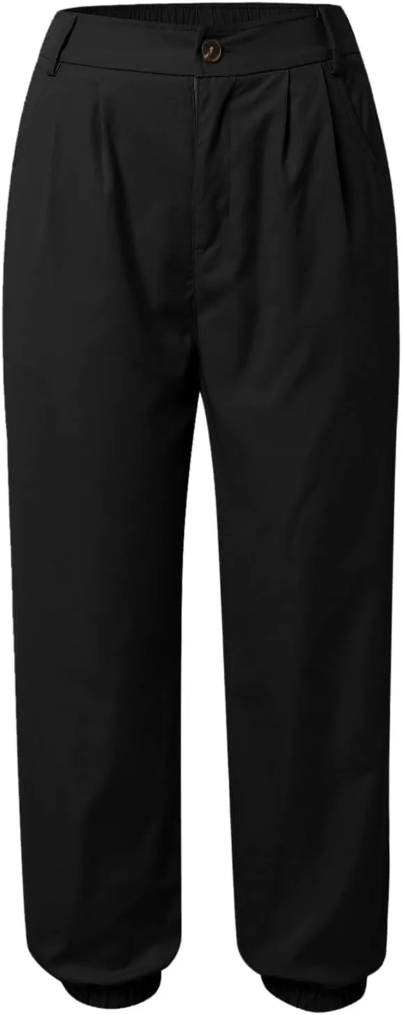 Womens High Waisted Capris Joggers Pants Casual Solid Color Summer Cropped Lounge Pant for Running Hiking Walking