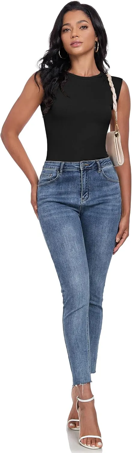 Womens Ribbed Tank Tops Cap Sleeve Slim Fitted Knit Basic Tee Shirts Trendy Casual 2025 Summer Clothes