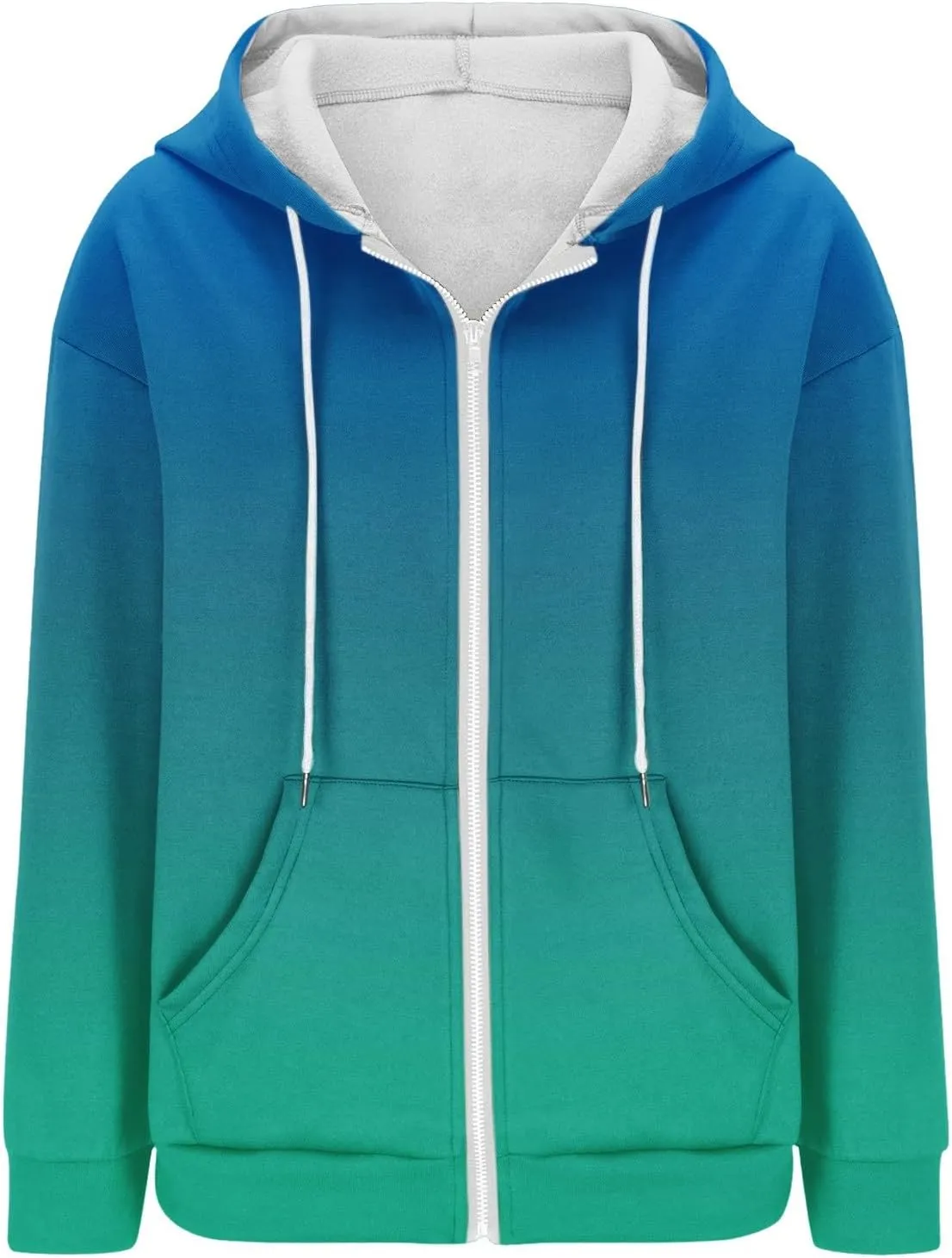 Womens Zip up Hoodies Long Sleeve Sweatshirt Autumn Winter Warm Drawstring Oversizeds Hooded Jackets Jumper Tops