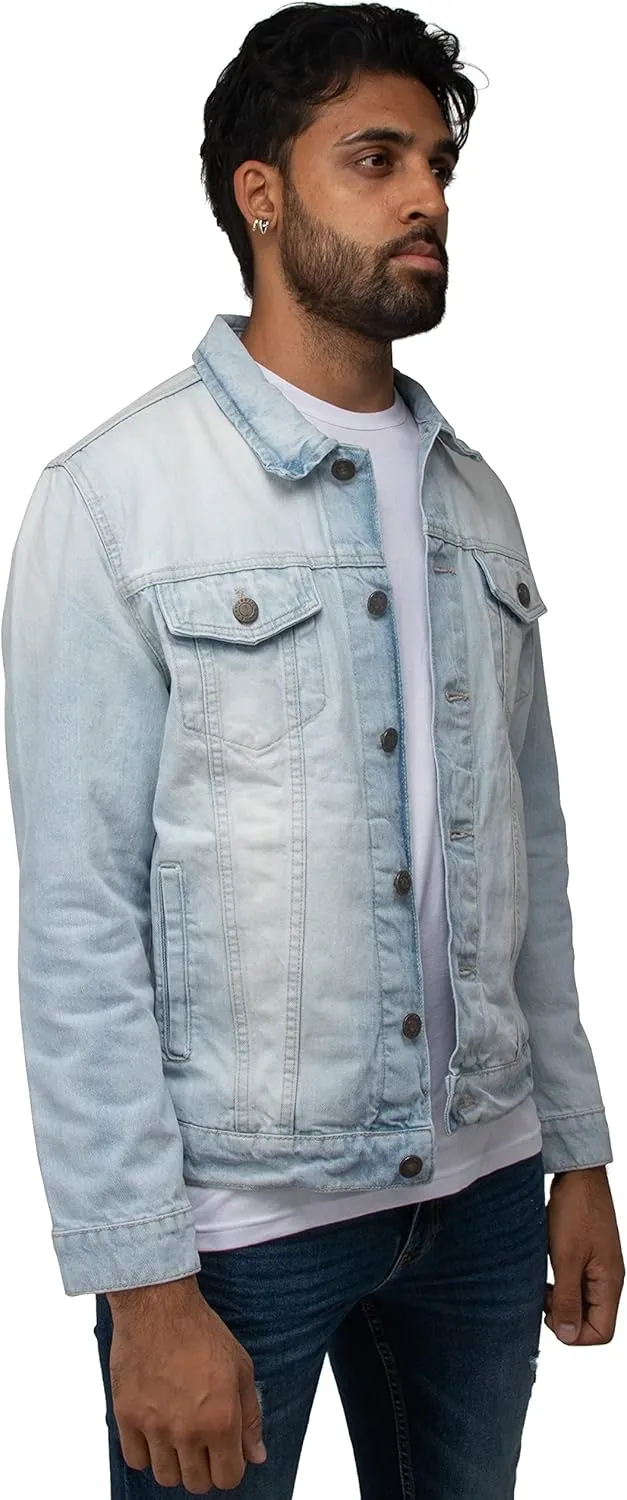 X RAY Mens Denim Jacket, Washed Ripped Distressed Flex Stretch Casual Trucker Biker Jeans Jacket for Men