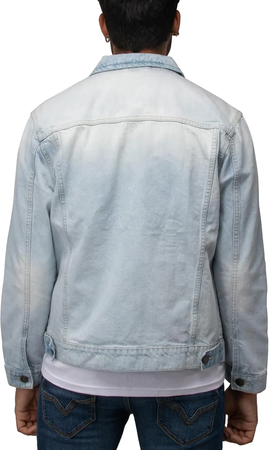 X RAY Mens Denim Jacket, Washed Ripped Distressed Flex Stretch Casual Trucker Biker Jeans Jacket for Men
